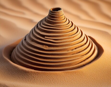 antlion larva s conical pit constructed in desert sand a detailed natural trap for unsuspecting prey