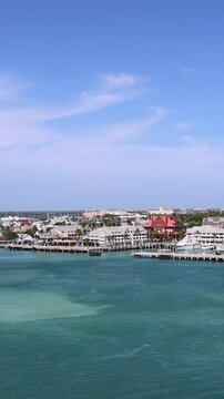 Key West, Florida. Panoramic view of coastline and clear turquoise ocean and beaches