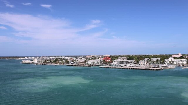 Key West, Florida. Panoramic view of coastline and clear turquoise ocean and beaches