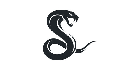 Fototapeta premium Aggressive cobra snake mascot logo design featuring sharp fangs and sleek black curves for branding