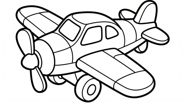 A classic vintage style black and white sketch depicts a small single engine propeller airplane with its landing gear extended for ground