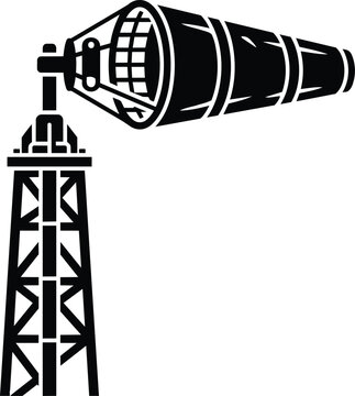 Industrial windsock on a lattice tower indicating wind direction and speed, crucial for aviation and maritime safety