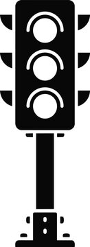 Isolated black and white railway signal light vector icon, perfect for transportation, safety, and direction concepts
