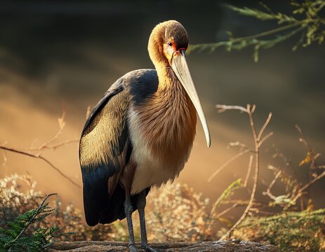 large bird with long beak standing