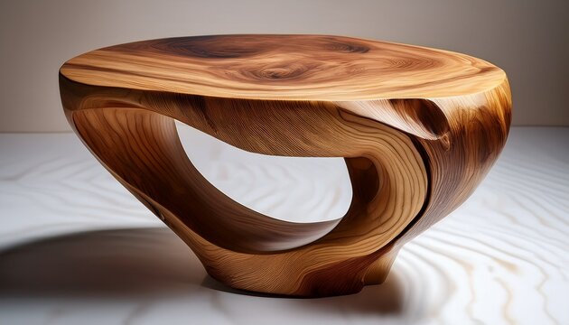 discover the artistry of this sculptural wooden side table with asymmetrical organic design a unique furniture piece that blends form and function seamlessly its flowing lines and natural wood