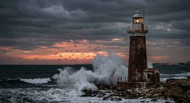 lighthouse at sunset