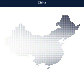 Obraz premium Map of china made of blue plus sign icons on a dark blue background