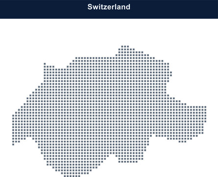 Switzerland map made of blue squares on a clean design
