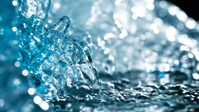Close-up of Droplets Splashing on Water Surface in Bright Light