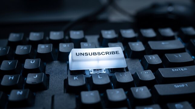 Unsubscribe button on a black computer keyboard