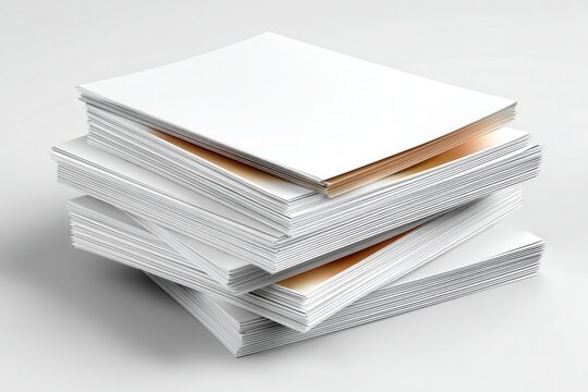 Stack of white paper documents on a clean white background