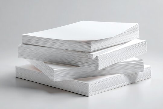 Stack of white paper sheets on a clean gray background