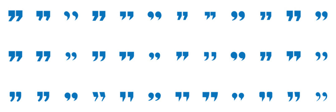 Set of quote mark, quotes icon, sign, symbol, emblem. Ditto marks icon set. Quotation marks. Dialogue discussion symbol for UI UX, website, mobile app
