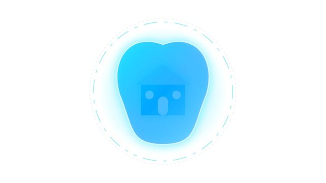 Abstract Blue Circle with House Icon Animation.