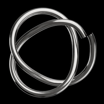 Rotating metallic torus knot forming continuous loop 3d animation