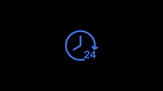 Full Time Twenty Four Hours Clock Service Icon With Alpha Channel Reveal