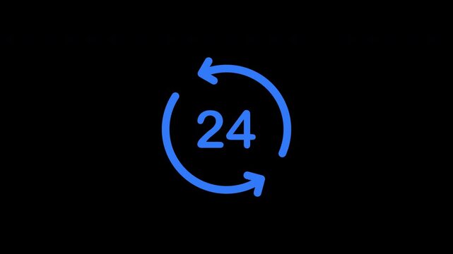 Seamless Loop Full Time Twenty Four Hours Service With Alpha Channel Icon