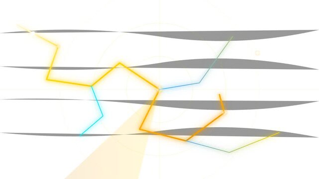 Abstract colorful lines and shapes forming dynamic patterns.