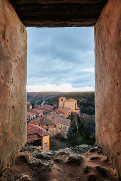 Village Through Stone Window