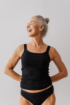 Senior woman laughing enjoying life aging gracefully with joy