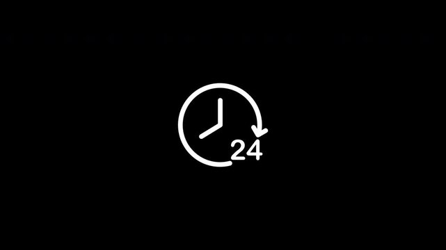 Glowing White Around The Clock Twenty Four Hours Symbol With Alpha Channel