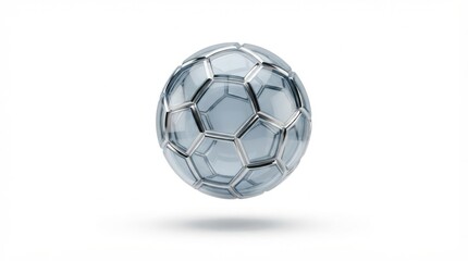 Naklejka premium Transparent glass soccer ball with chrome frame structure isolated on white background sports concept