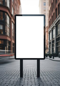 Blank Digital Billboard on City Street for Urban Advertising Mockup