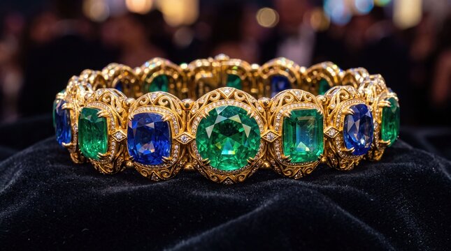 Elegant multi gemstone gold bracelet with intricate filigree design