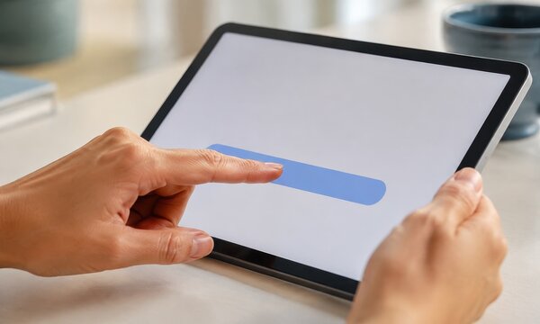 Tapping an activation button on a tablet