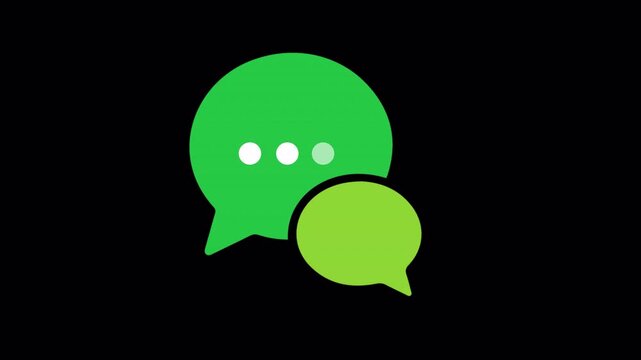4K green chat bubble typing indicator with alpha channel dots animation