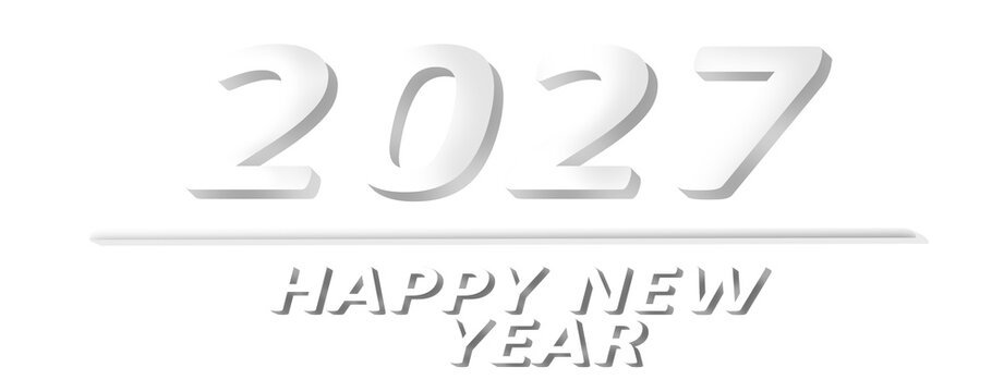 3D happy new year 2027 on Transparent Background
