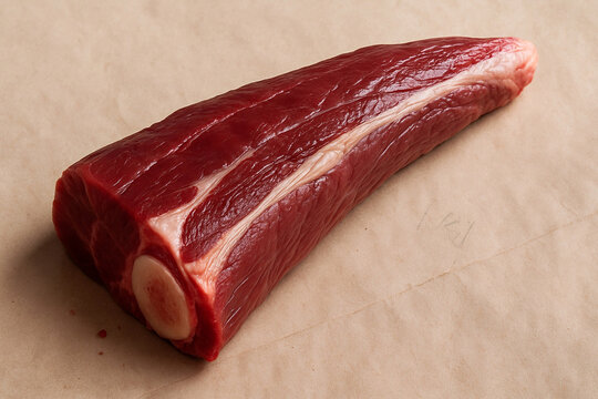 Raw Kangaroo Tail Butcher Cut on Paper Macro - Exotic Sustainable Meat Ingredient - Documentary Food Stock