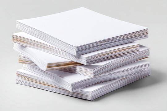 Stack of white paper sheets on a clean surface