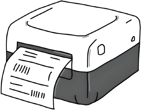 Hand Drawn Receipt Printer Illustration