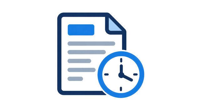 Document Icon with Clock Symbol for Time Management