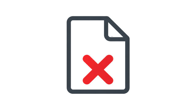 Document Icon with Red Cross Mark Showing File Error
