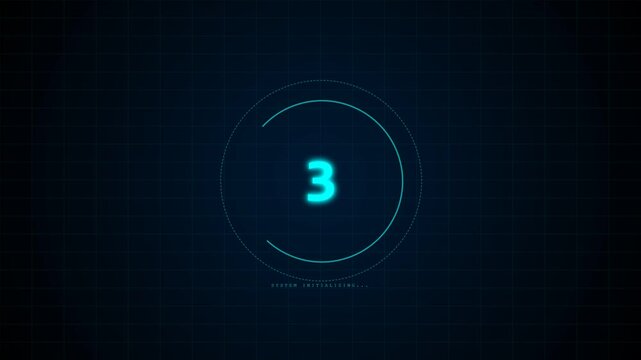 Digital countdown timer with futuristic blue interface design