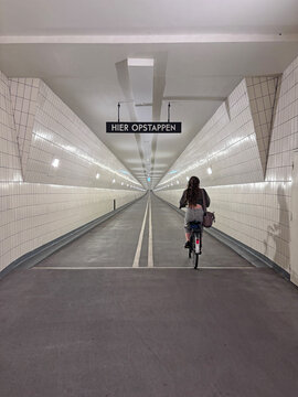 cyclist in tunnel
