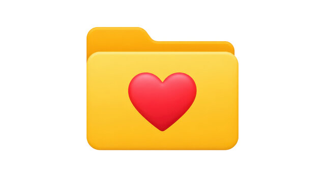 Folder Icon with Red Heart 3d Render