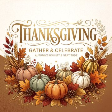 Modern Editorial Thanksgiving Typography Illustration