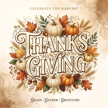 Modern Editorial Thanksgiving Typography Illustration