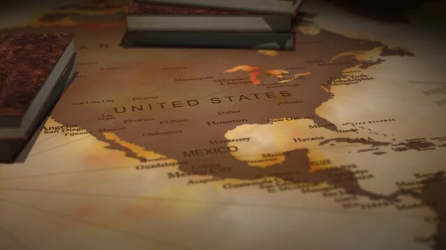 Vintage cinematic map of the united states of america