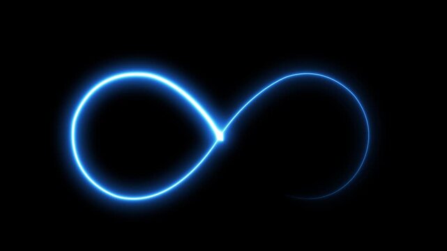 infinity symbol logo icon on a black colour background with neon brush stroke loop animation footage clip 4k ,Glowing red infinity symbol neon light loop, abstract eternal concept animation,