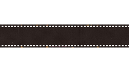 Fototapeta premium Perforated 35mm film edge band border with sprocket holes running full width on a transparent background