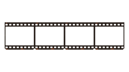 Fototapeta premium Scratched and dusty 35mm film strip with blank frames on a transparent background