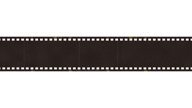 Perforated 35mm film edge band border with sprocket holes running full width on a transparent background
