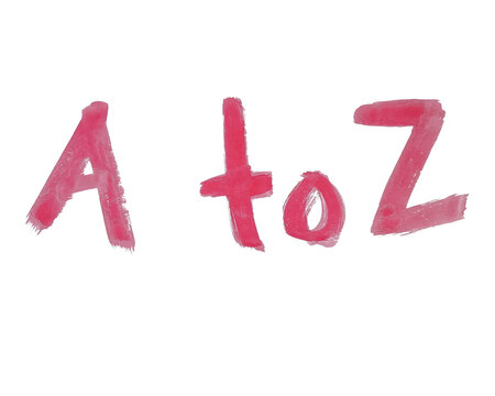 Handwritten a to z text in pink crayon texture
