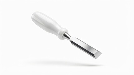 Fototapeta premium Professional woodworking wood chisel with white ergonomic handle floating