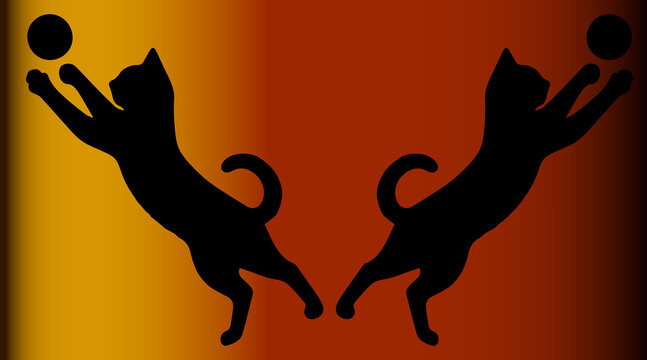 Cat Silhouettes Abstract Striped Pattern Vector Red Background for Pet Lovers