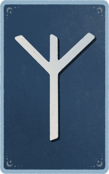 Algiz Elder Futhark Rune Card - Norse Oracle Card Illustration